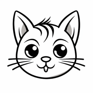 Simple Tabby Cat Face Coloring Pages for Beginners 4