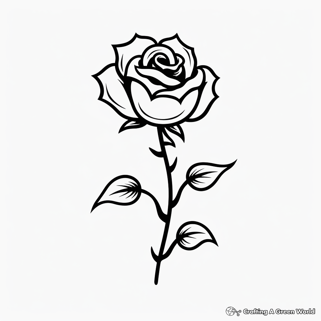 Simple Tiny Rose Tattoo Coloring Pages 2