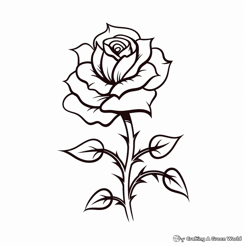 Simple Tiny Rose Tattoo Coloring Pages 3