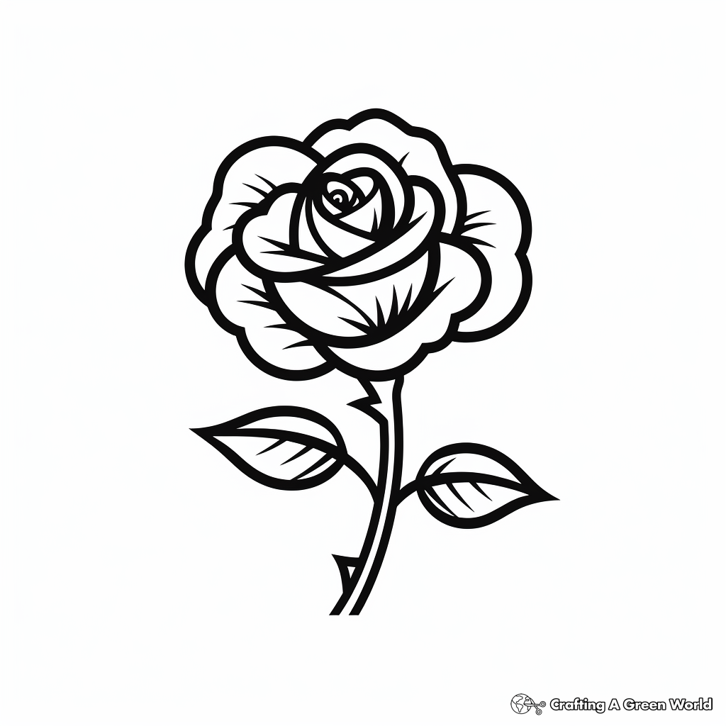 Simple Tiny Rose Tattoo Coloring Pages 4