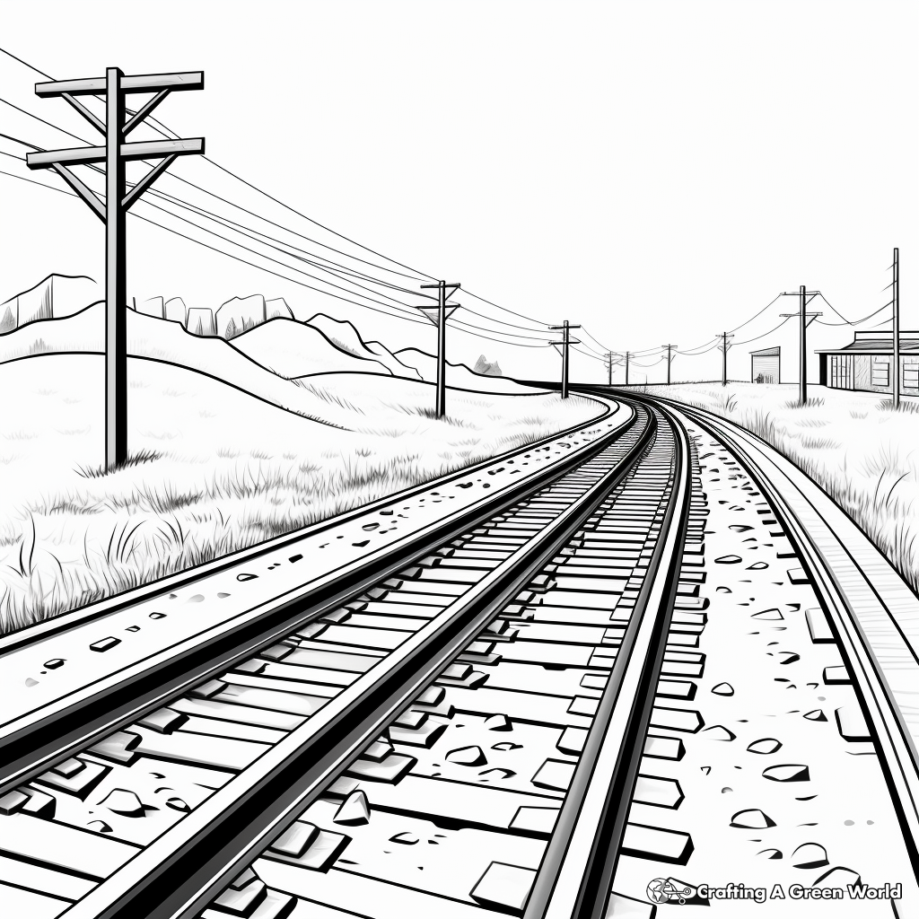 Simple Train Track Coloring Sheets 2