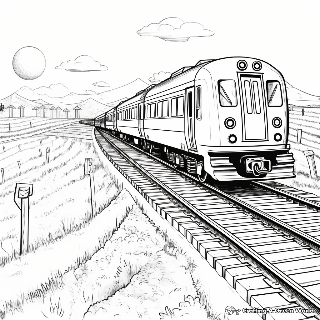 Simple Train Track Coloring Sheets 3