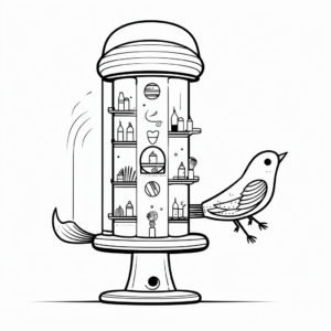Simple Tube Bird Feeder Coloring Pages 2