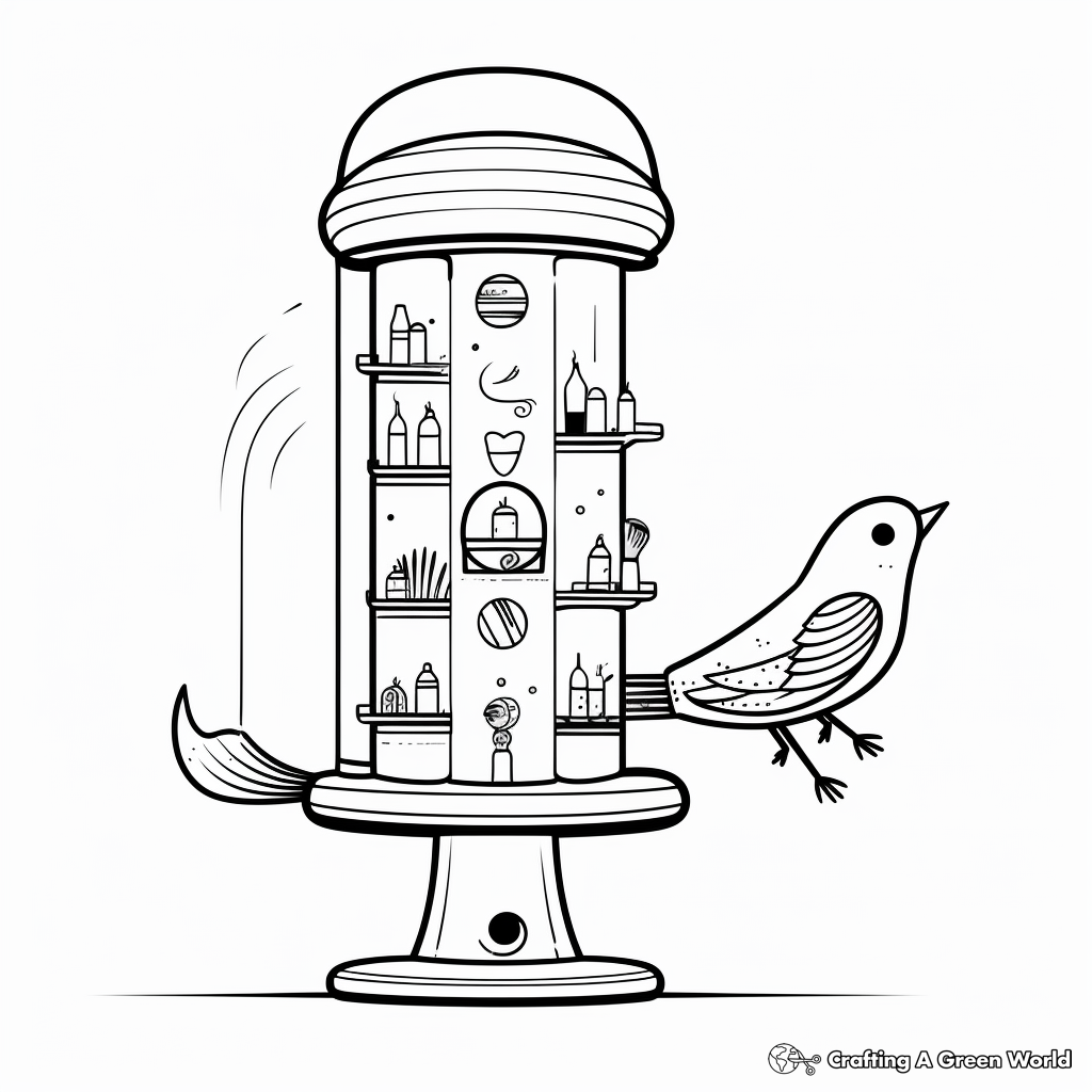 Simple Tube Bird Feeder Coloring Pages 2