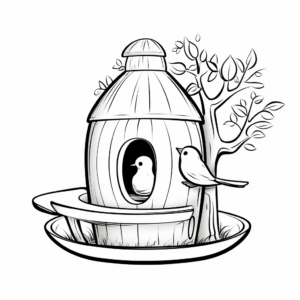 Simple Tube Bird Feeder Coloring Pages 3
