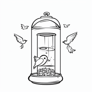 Simple Tube Bird Feeder Coloring Pages 4