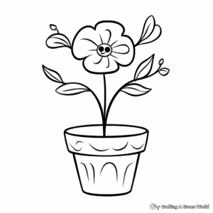 Simple Tulip Pot Coloring Pages for Kids 1