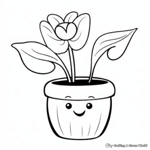 Simple Tulip Pot Coloring Pages for Kids 2