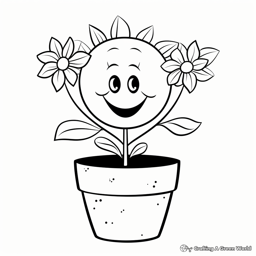 Simple Tulip Pot Coloring Pages for Kids 3