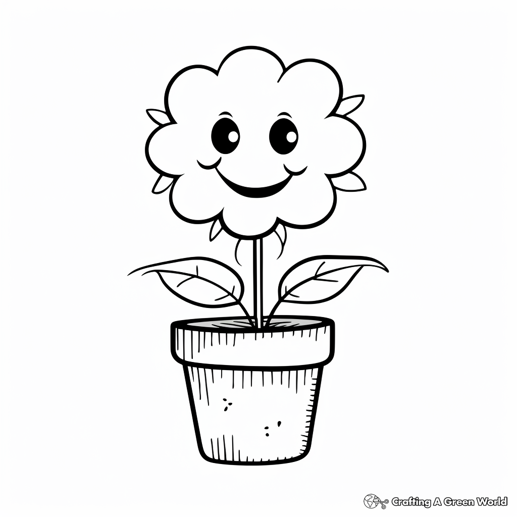 Simple Tulip Pot Coloring Pages for Kids 4