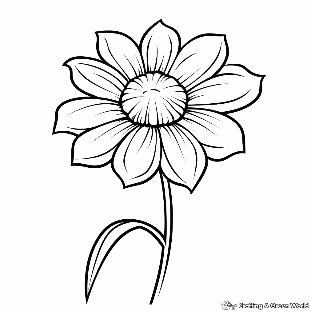 Simple Zinnia Outline Coloring Pages for Beginners 2