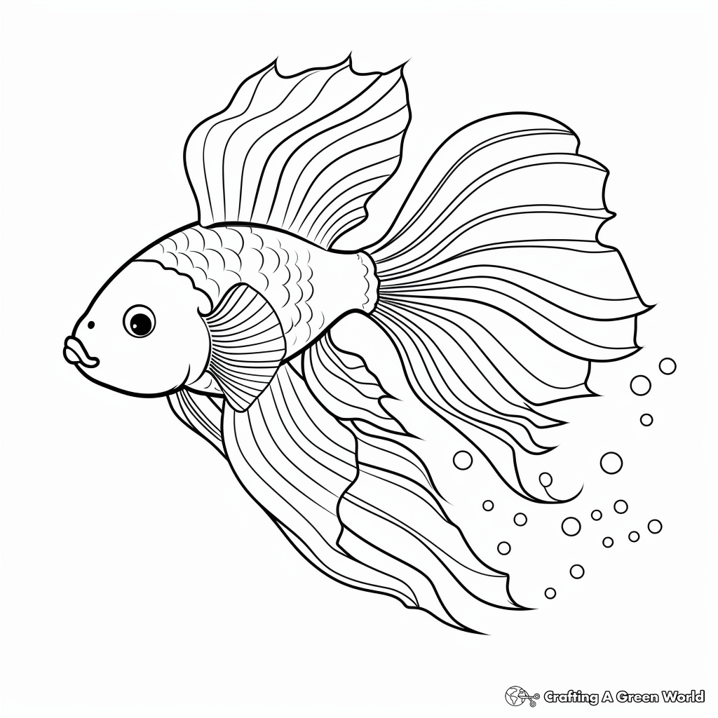 Simplified Betta Fish Outlines for Preschoolers 1