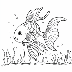 Simplified Betta Fish Outlines for Preschoolers 2