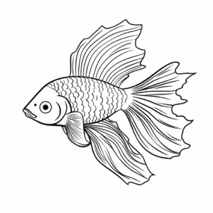 Simplified Betta Fish Outlines for Preschoolers 3
