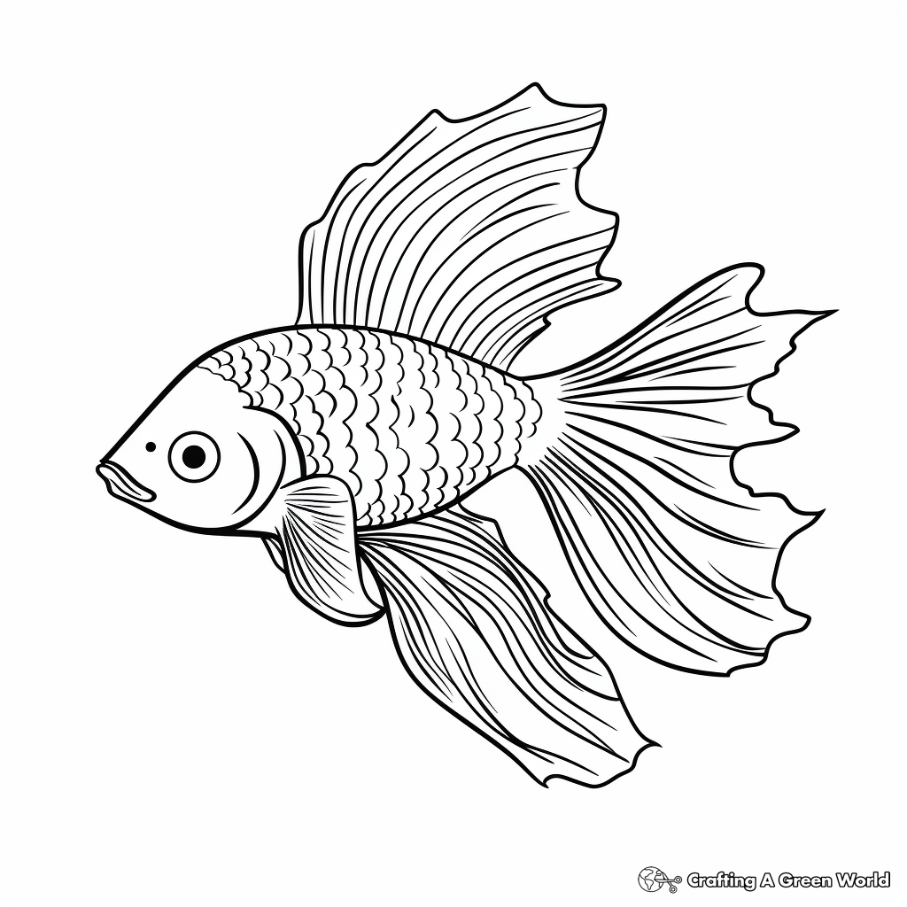 Simplified Betta Fish Outlines for Preschoolers 3