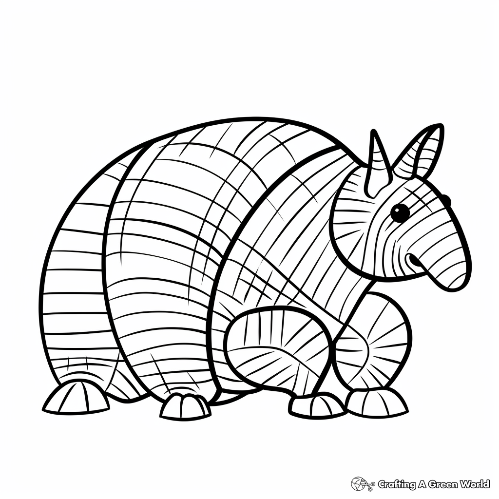 Simplified Outline Armadillo Coloring Pages for Toddlers 1