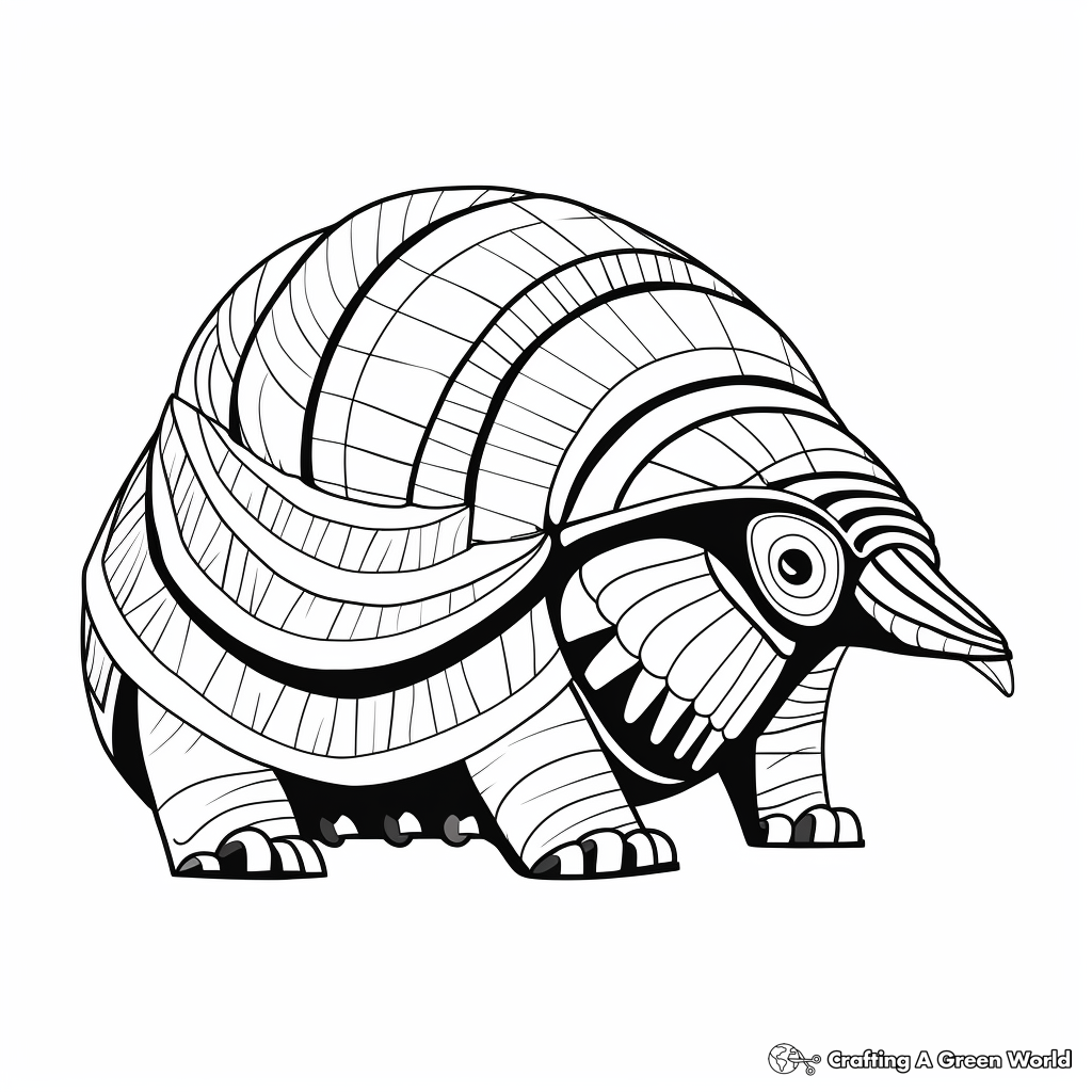 Simplified Outline Armadillo Coloring Pages for Toddlers 2