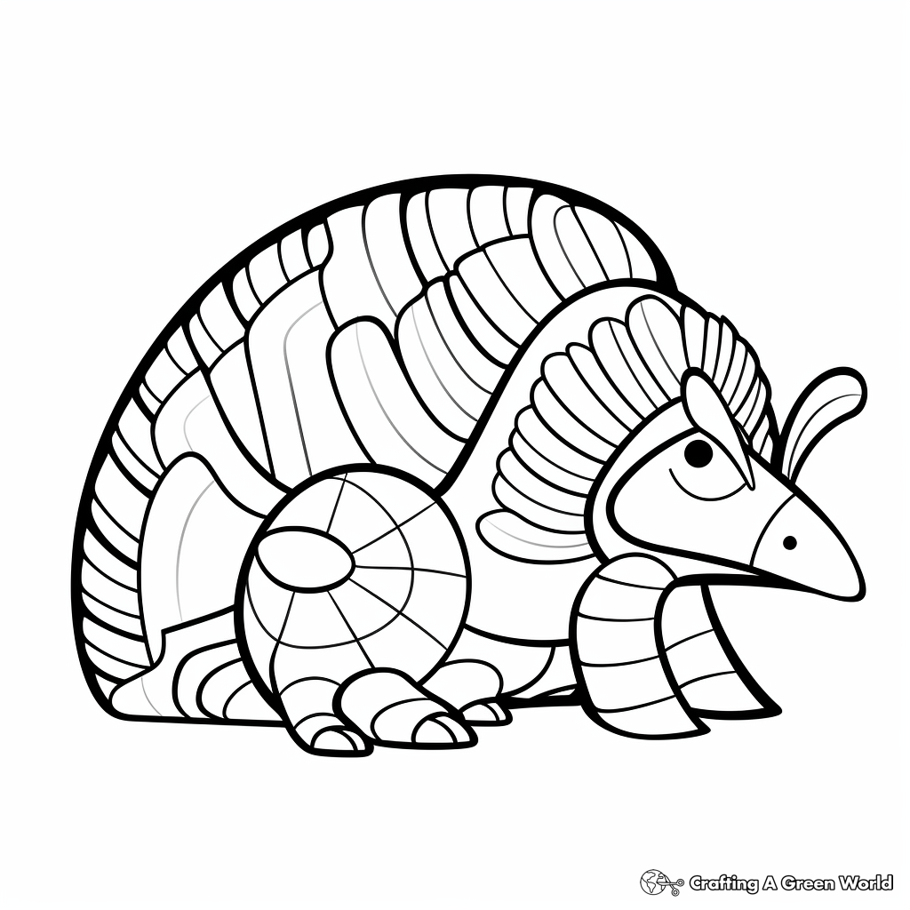Simplified Outline Armadillo Coloring Pages for Toddlers 3