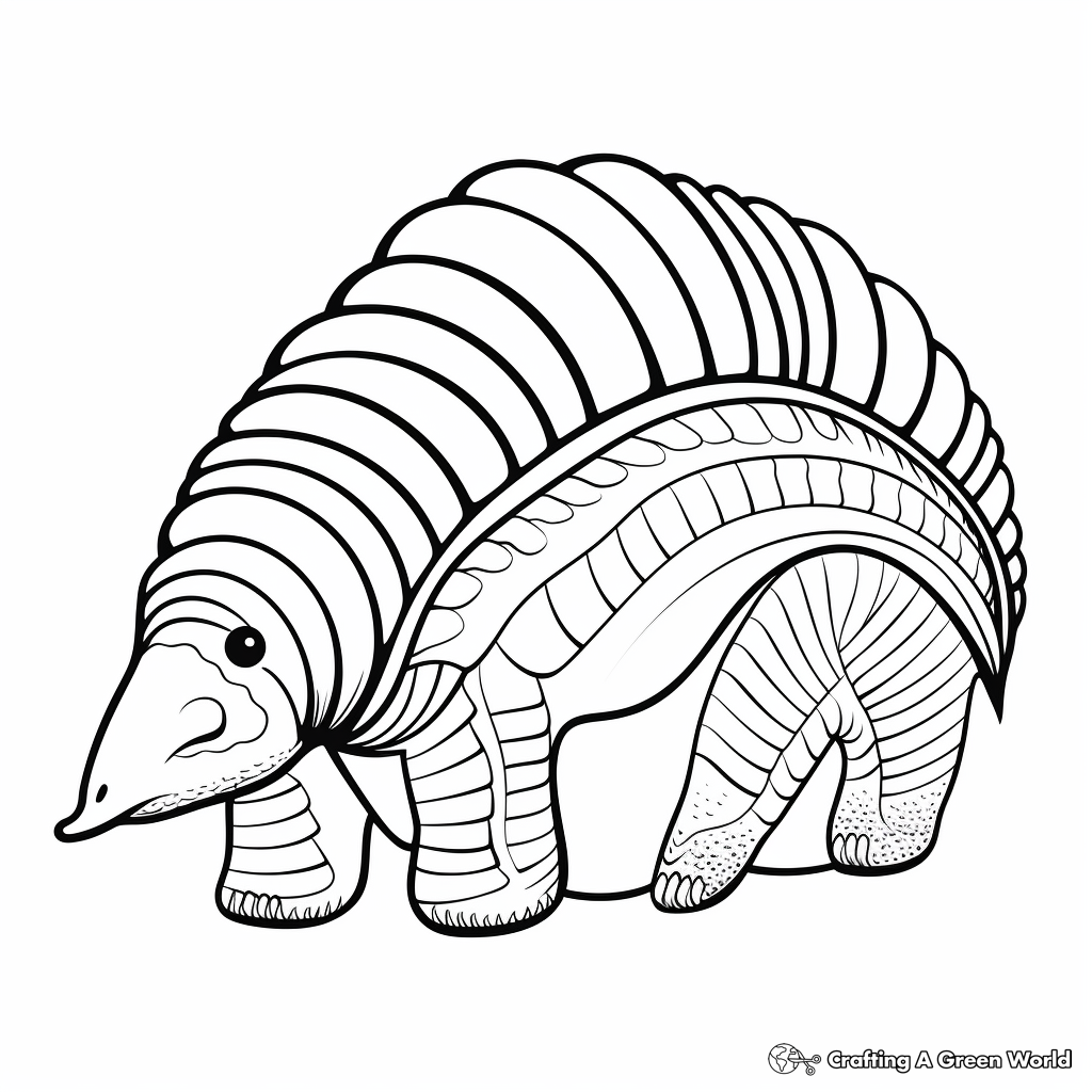 Simplified Outline Armadillo Coloring Pages for Toddlers 4