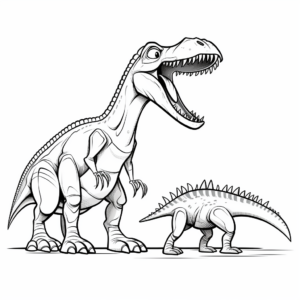 Simplified Spinosaurus vs T-Rex Coloring Pages for Beginners 4