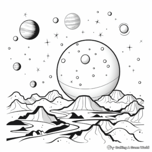 Simplistic Galaxy-Themed Adult Coloring Pages 3