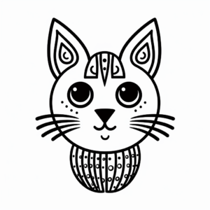 Simplistic House Cat Head Coloring Pages 2