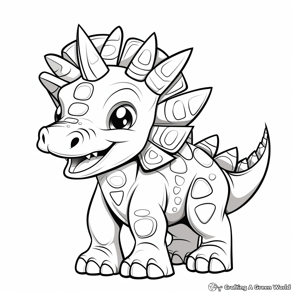 Simplistic Triceratops Sketches for Coloring 1