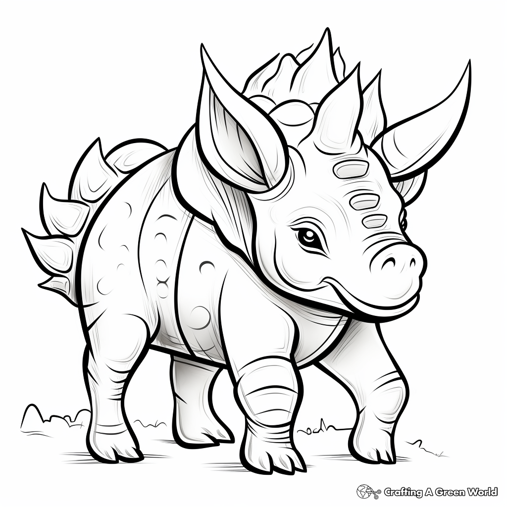 Simplistic Triceratops Sketches for Coloring 4