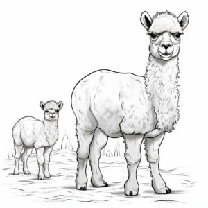 Single And Double Hump Alpaca Coloring Pages 1