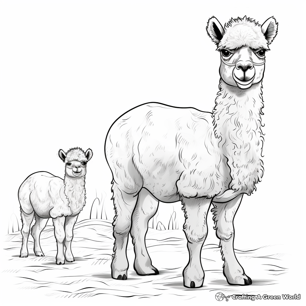 Single And Double Hump Alpaca Coloring Pages 1