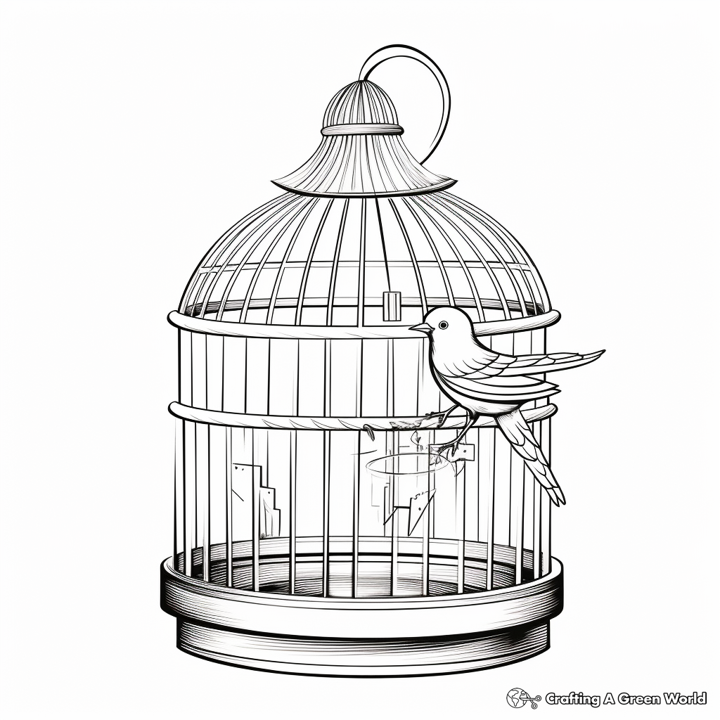 Single and Multiple Bird Cage Coloring Pages 2