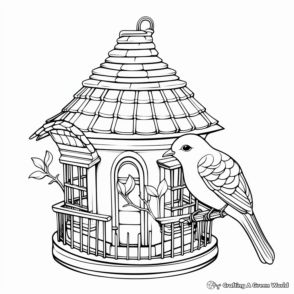 Single and Multiple Bird Cage Coloring Pages 4