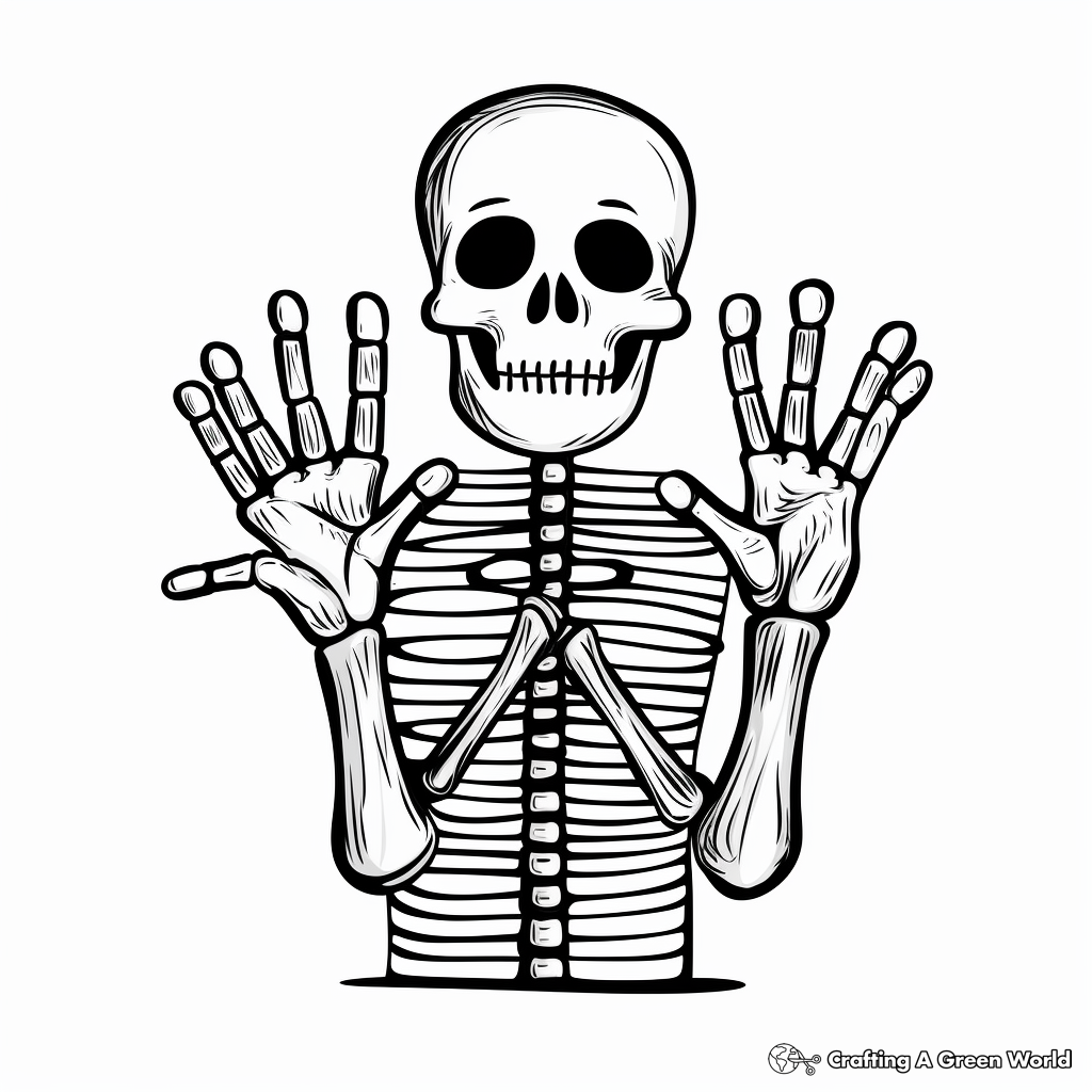 Skeleton Hand Holding Objects Coloring Pages 1