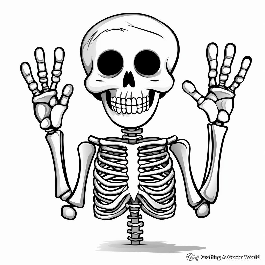 Skeleton Hand Holding Objects Coloring Pages 2