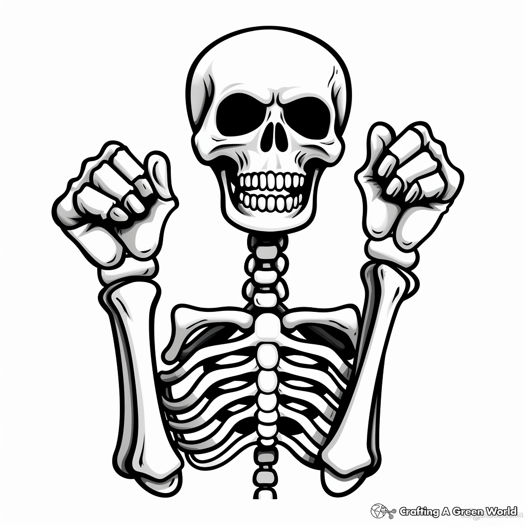 Skeleton Hand Making a Fist Coloring Pages 1
