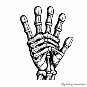 Skeleton Hand Making a Fist Coloring Pages 2