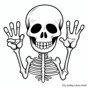 Skeleton Hand Making Peace Sign Coloring Pages 2