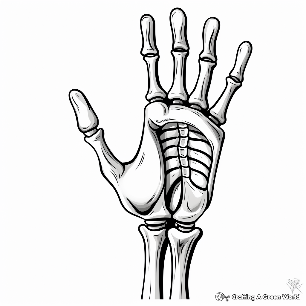 Skeleton Hand with Extended Fingers Coloring Pages 2