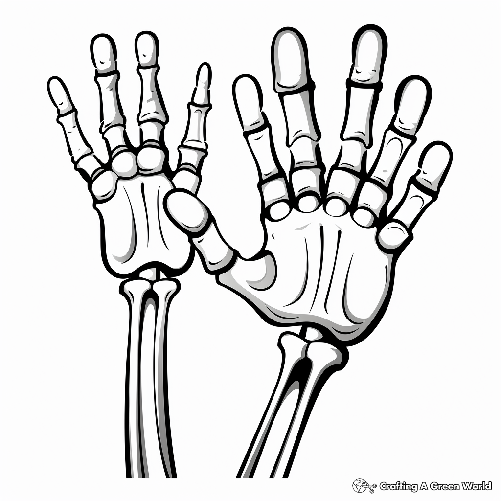Skeleton Hand with Extended Fingers Coloring Pages 3