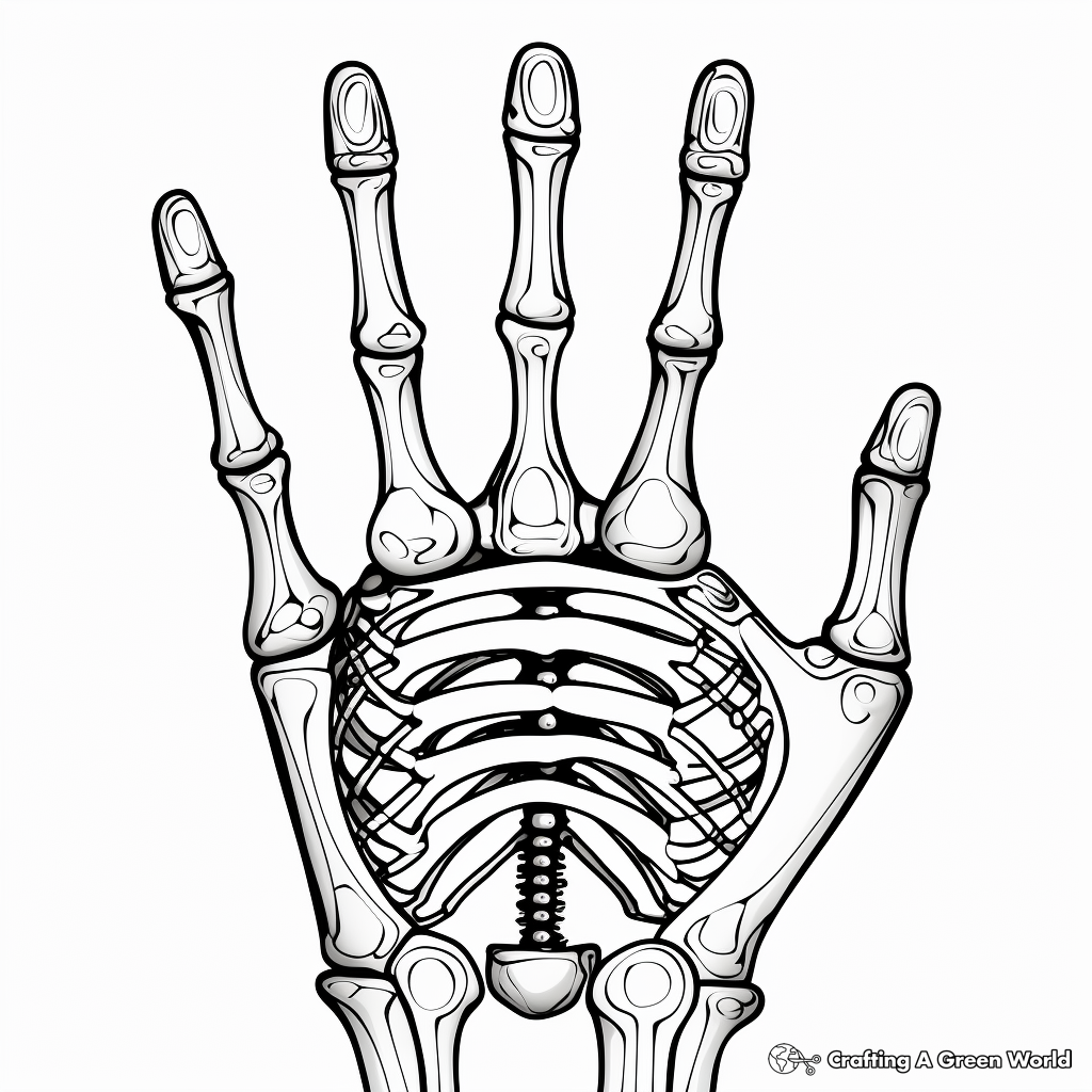 Skeleton Hand with Rings Coloring Pages for Adults 4