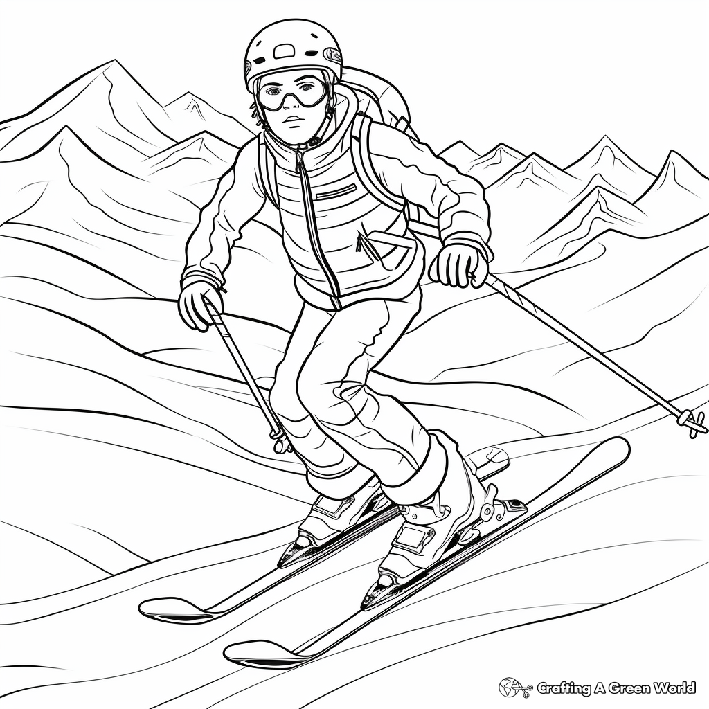 Skiing Adventure Coloring Pages 3