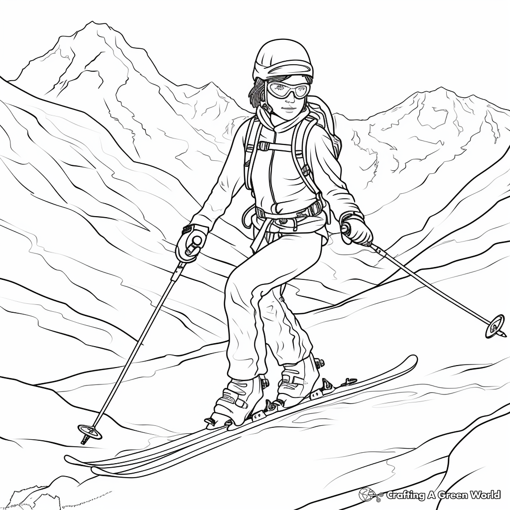 Skiing Adventure Coloring Pages 4