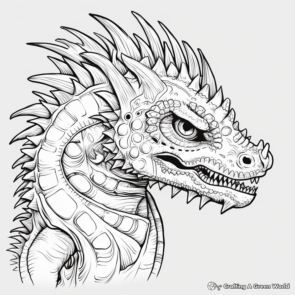 Skull of Pachycephalosaurus: Intricate Coloring Pages for Adults 3