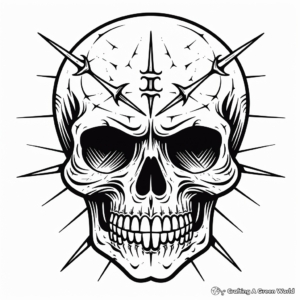 Skull with Crossed Arrow Tattoos: Coloring Version 3