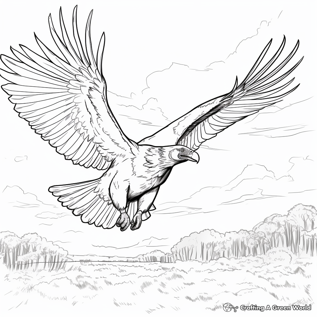 Skyward Flying Vulture Coloring Page 1