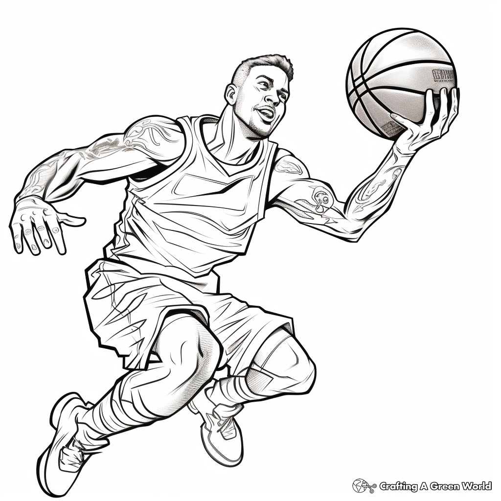 Slam-Dunk Action Basketball Coloring Pages 2