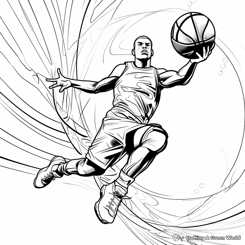 Slam-Dunk Action Basketball Coloring Pages 4