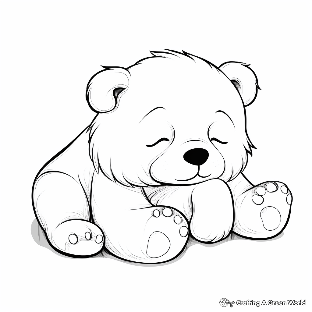 Sleeping Baby Bear in Pajamas Coloring Pages 1