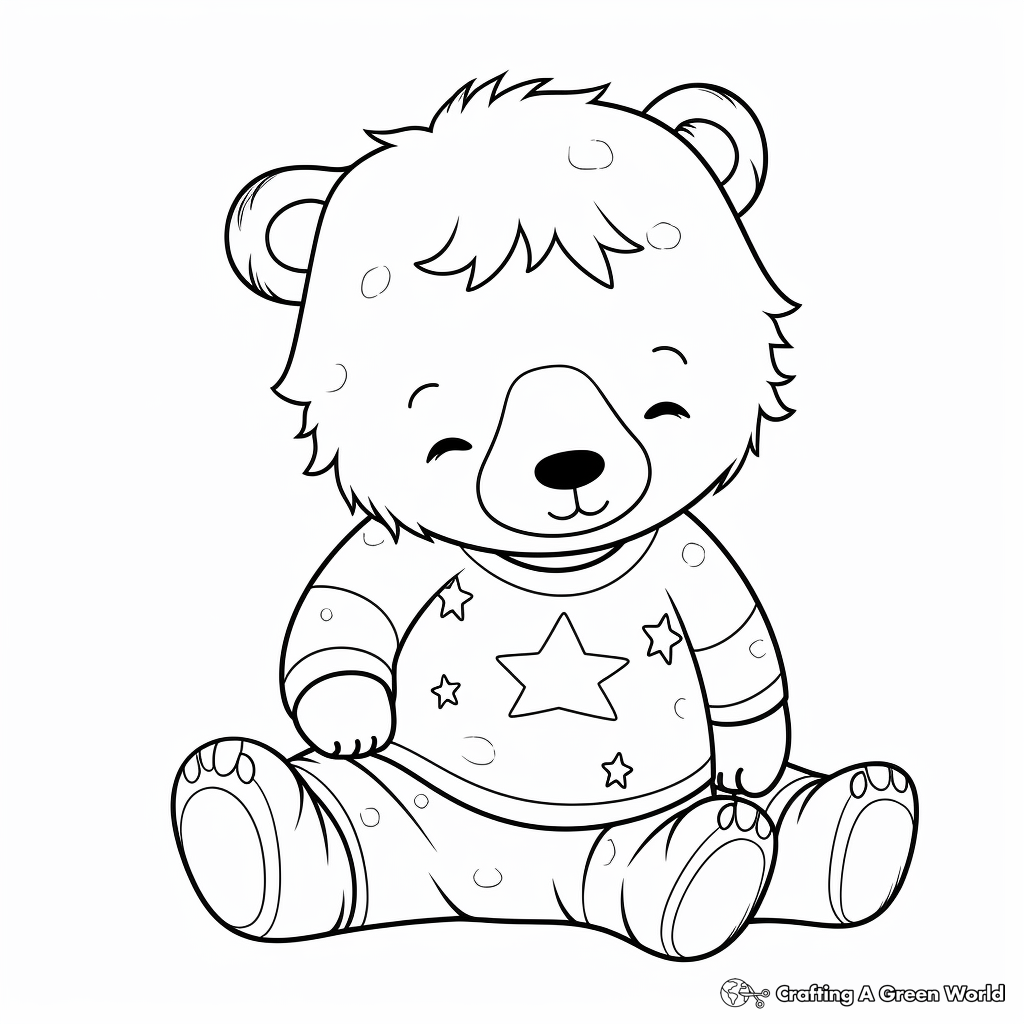 Sleeping Baby Bear in Pajamas Coloring Pages 3