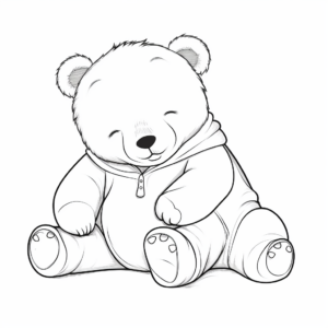 Sleeping Baby Bear in Pajamas Coloring Pages 4